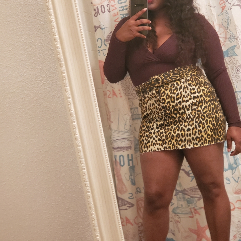 papaya animal print skirt